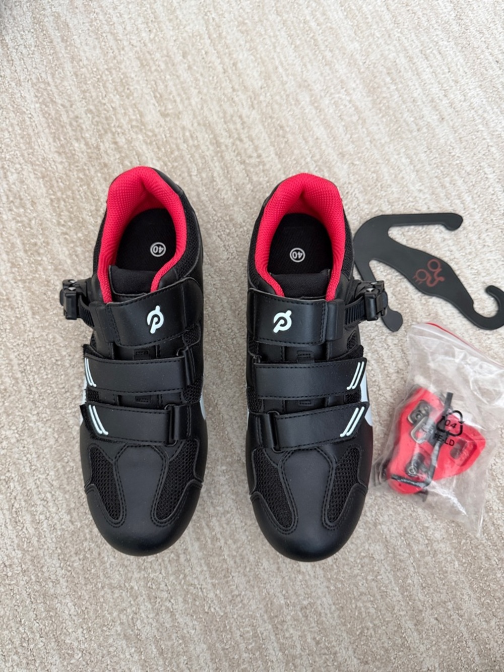 Peloton Black Cycling Shoes with Red Lining